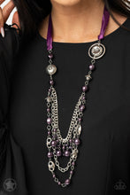 Load image into Gallery viewer, All The Trimmings - Purple Ribbon Blockbuster Necklace - The Jazzy T Collections
