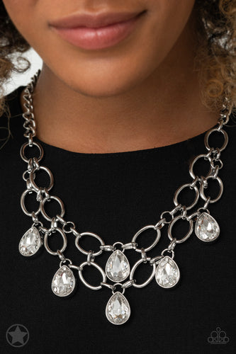 Show-Stopping Shimmer - White Blockbuster Necklace - The Jazzy T Collections