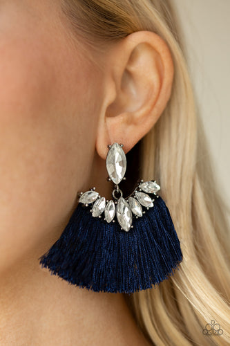 Formal Flair - Blue Fringe Earrings - The Jazzy T Collections