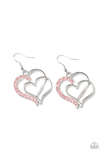 Double the Heartache - Pink Rhinestone Earrings - The Jazzy T Collections