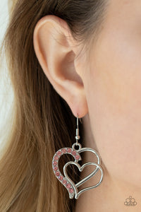 Double the Heartache - Pink Rhinestone Earrings - The Jazzy T Collections