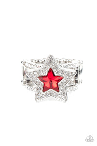 One Nation Under Sparkle - Red & White Rhinestone Ring - The Jazzy T Collections