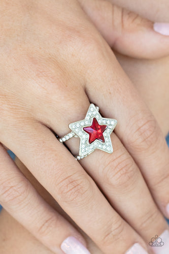 One Nation Under Sparkle - Red & White Rhinestone Ring - The Jazzy T Collections