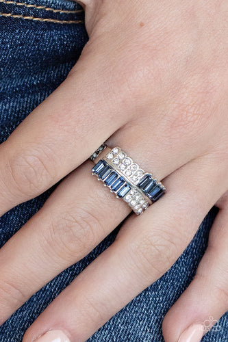 Put Them in Check - Blue & White Rhinestone Ring - The Jazzy T Collections