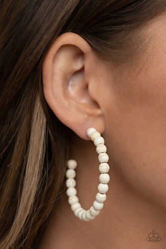 Rural Retrograde - White Stone Hoop Earrings - The Jazzy T Collections