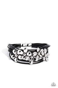 Here Comes the BLOOM - Black Leather Bracelet - The Jazzy T Collections