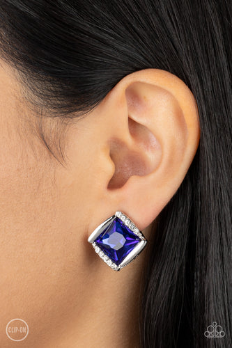 Sparkle Squared - Blue Rhinestone Earrings - The Jazzy T Collections