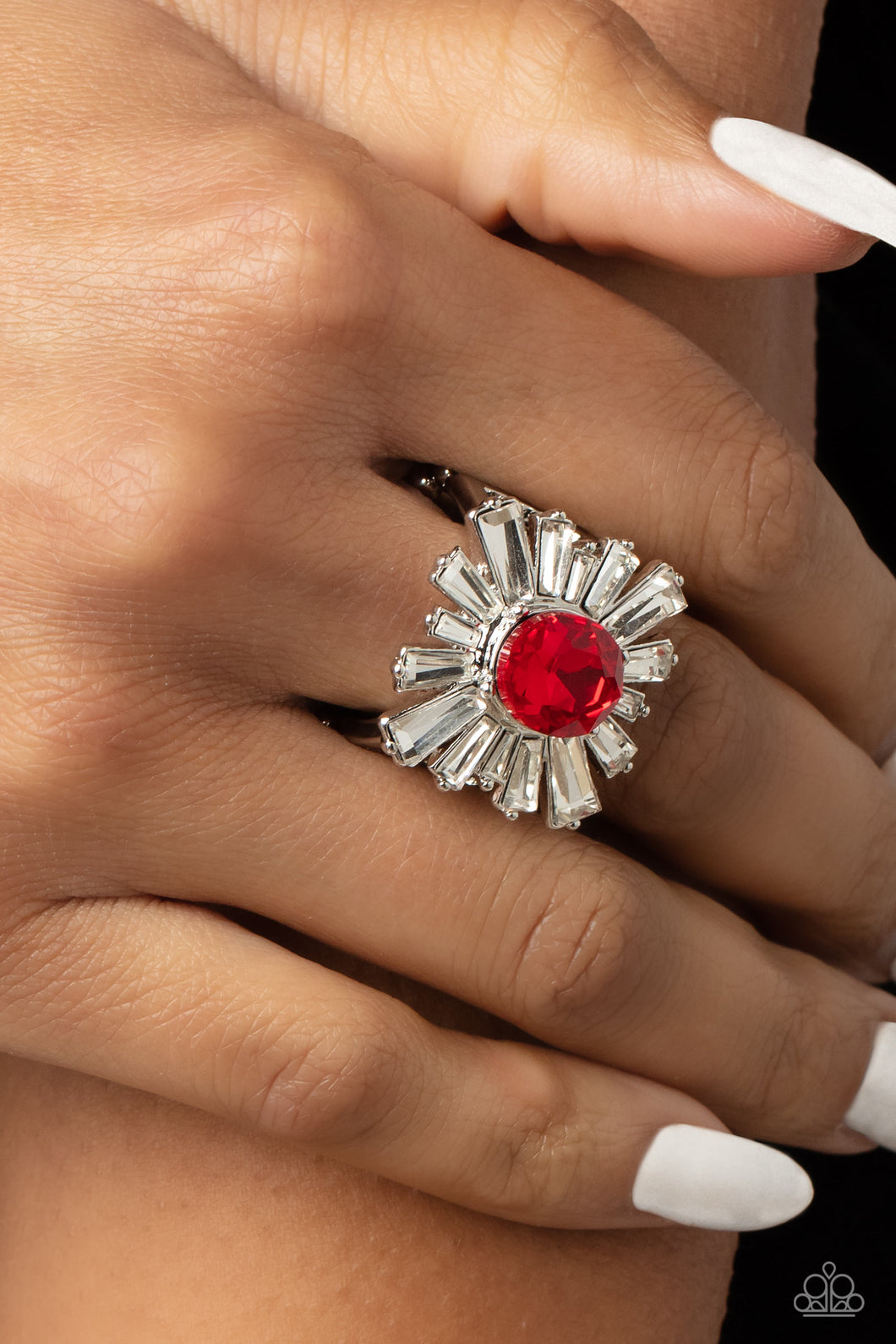 Starburst Season - Red Rhinestone Ring - The Jazzy T Collections