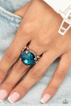 Load image into Gallery viewer, Pronged Powerhouse - Blue Rhinestone Ring - August 2023 Fashion Fix - The Jazzy T Collections
