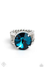 Load image into Gallery viewer, Pronged Powerhouse - Blue Rhinestone Ring - August 2023 Fashion Fix - The Jazzy T Collections
