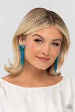 Load image into Gallery viewer, Billowing Butterflies - Blue Rhinestone Earrings - July 2023 Life Of The Party - The Jazzy T Collections
