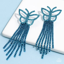 Load image into Gallery viewer, Billowing Butterflies - Blue Rhinestone Earrings - July 2023 Life Of The Party - The Jazzy T Collections
