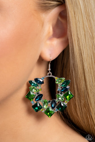 Wreathed in Watercolors - Green & Blue Earrings - The Jazzy T Collections