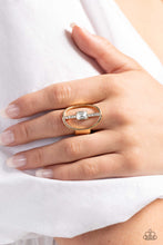 Load image into Gallery viewer, Middle of the Road - Gold &amp; White Rhinestone Ring - The Jazzy T Collections
