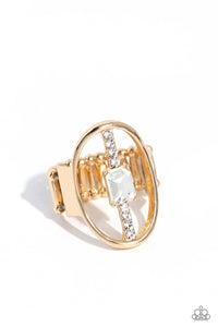 Middle of the Road - Gold & White Rhinestone Ring - The Jazzy T Collections