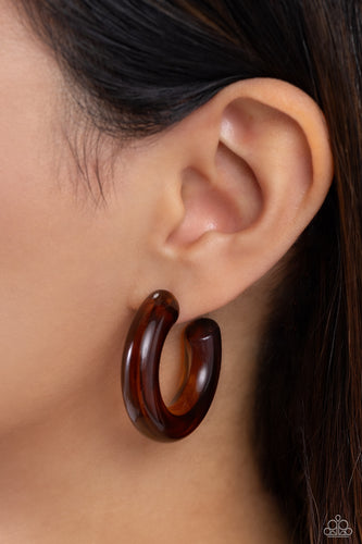 Glassy GAZE - Brown Acrylic Hoop Earrings - The Jazzy T Collections