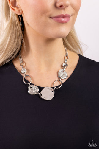 Asymmetrical Attention - White Rhinestone Necklace - The Jazzy T Collections