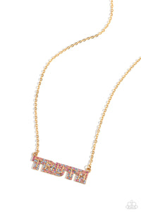 Truth Trinket - Gold & Multi Rhinestone Necklace - The Jazzy T Collections