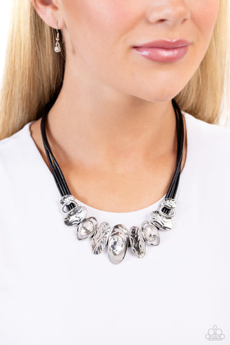 Sliding Splendor - Black & White Rhinestone Necklace - The Jazzy T Collections