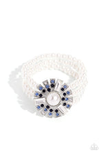 Load image into Gallery viewer, Gifted Gatsby - Blue Rhinestone &amp; Pearl Bracelet - The Jazzy T Collections
