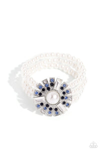 Gifted Gatsby - Blue Rhinestone & Pearl Bracelet - The Jazzy T Collections