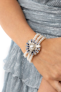 Gifted Gatsby - Blue Rhinestone & Pearl Bracelet - The Jazzy T Collections