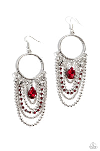 Cascading Clash - Red Rhinestones Earrings - The Jazzy T Collections