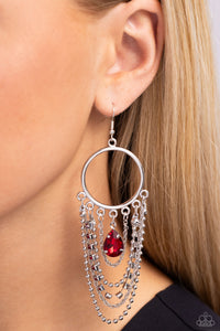 Cascading Clash - Red Rhinestones Earrings - The Jazzy T Collections