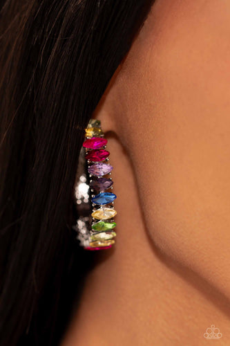 Rainbow Range - Multi Rhinestone Hoop Earrings - The Jazzy T Collections