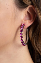 Load image into Gallery viewer, Photo Finish - Pink Rhinestone Hoop Earrings - The Jazzy T Collections
