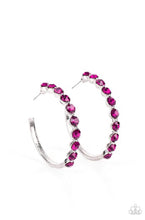 Load image into Gallery viewer, Photo Finish - Pink Rhinestone Hoop Earrings - The Jazzy T Collections
