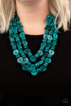 Load image into Gallery viewer, Barbados Bopper - Blue Wood Necklace - The Jazzy T Collections
