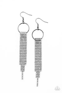 Paparazzi Jewelry Tapered Twinkle - Black & White Rhinestone Earring