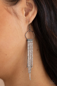 Paparazzi Jewelry Tapered Twinkle - Black & White Rhinestone Earring