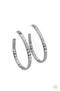 Borderline Brilliance - Black Rhinestone Hoop Earrings - The Jazzy T Collections