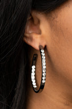 Load image into Gallery viewer, Borderline Brilliance - Black Rhinestone Hoop Earrings - The Jazzy T Collections
