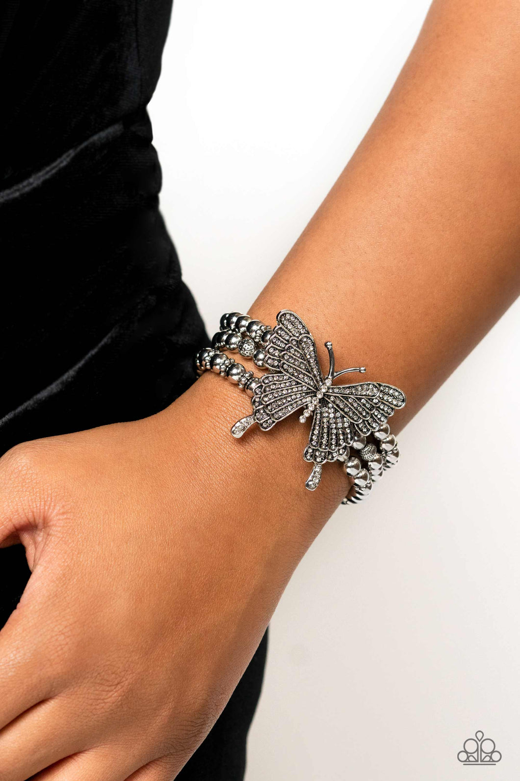 First WINGS First - White Butterfly Bracelet - Paparazzi Accessories