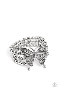 First WINGS First - White Butterfly Bracelet - Paparazzi Accessories