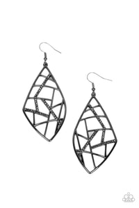 Geo Grid - Black Gunmetal Earrings - The Jazzy T Collections