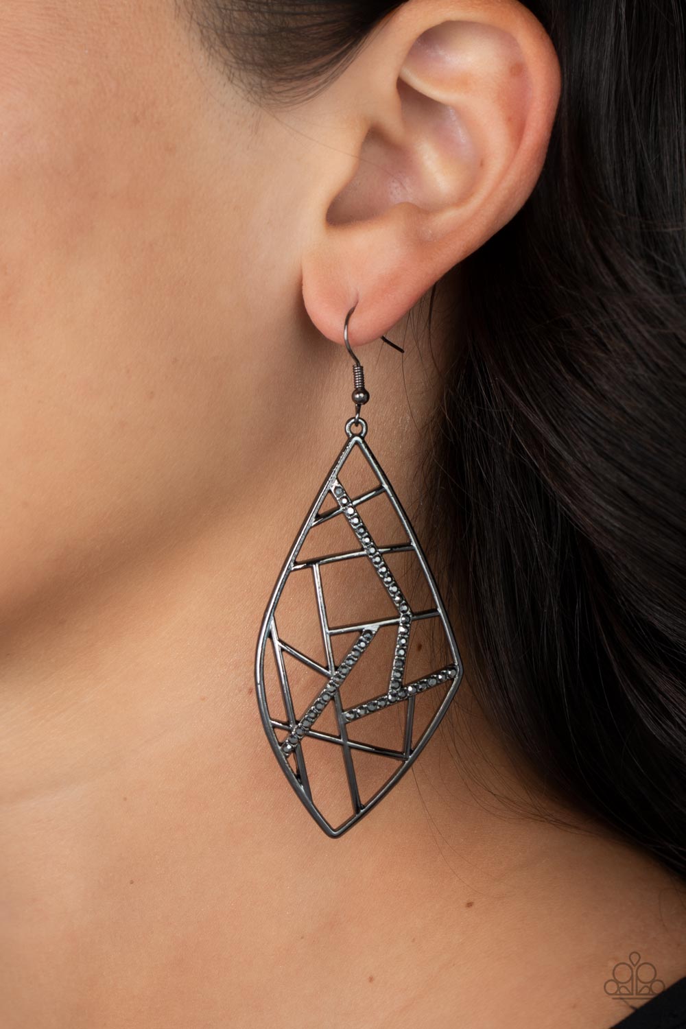 Geo Grid - Black Gunmetal Earrings - The Jazzy T Collections