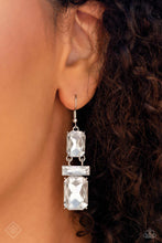 Load image into Gallery viewer, CHAIN Check - White Rhinestone Earrings - March 2023 Fashion Fix - The Jazzy T Collections
